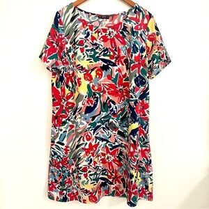 SHEIN Multicolored Short Sleeve Midi Dress Size 1XL